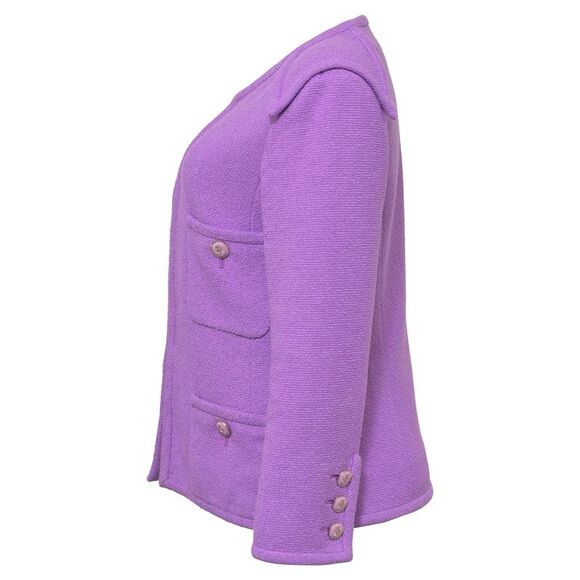 Chanel CC Button Four Pockets Jacket in Purple Tweed - Picture 2 of 5